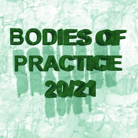 Bodies of Practice 20/21. Green text title card.