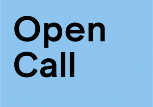 Black text on a light blue background: OPEN CALL